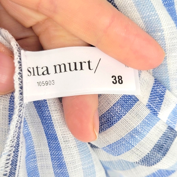 100% Linen Sita Murt Stripe Knee Length Skirt Size 38(4) NWT Retail $200 - Picture 8 of 10